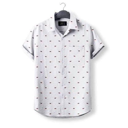 Red angus cattle icon pattern Women's Mock Linen Shirts for farmers - myfunfarm
