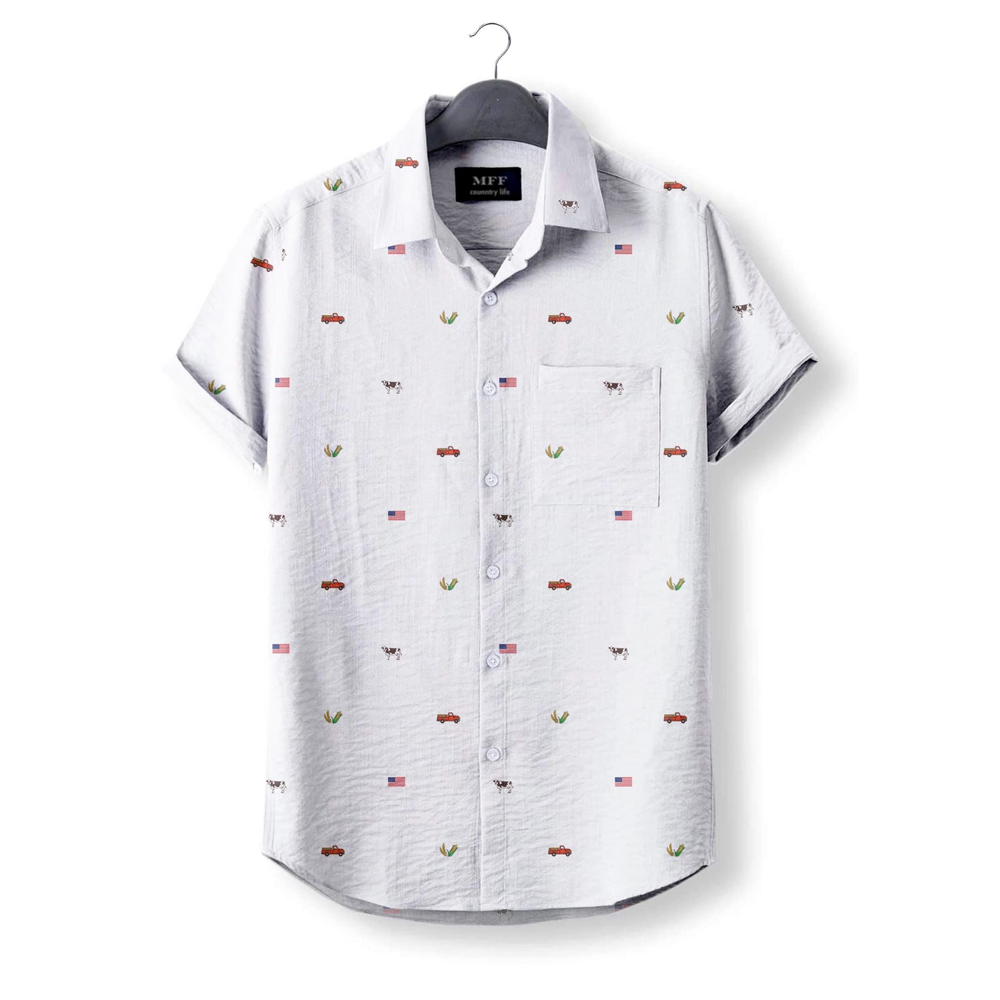 American Farmer Pattern- Button Down Shirts for farmers