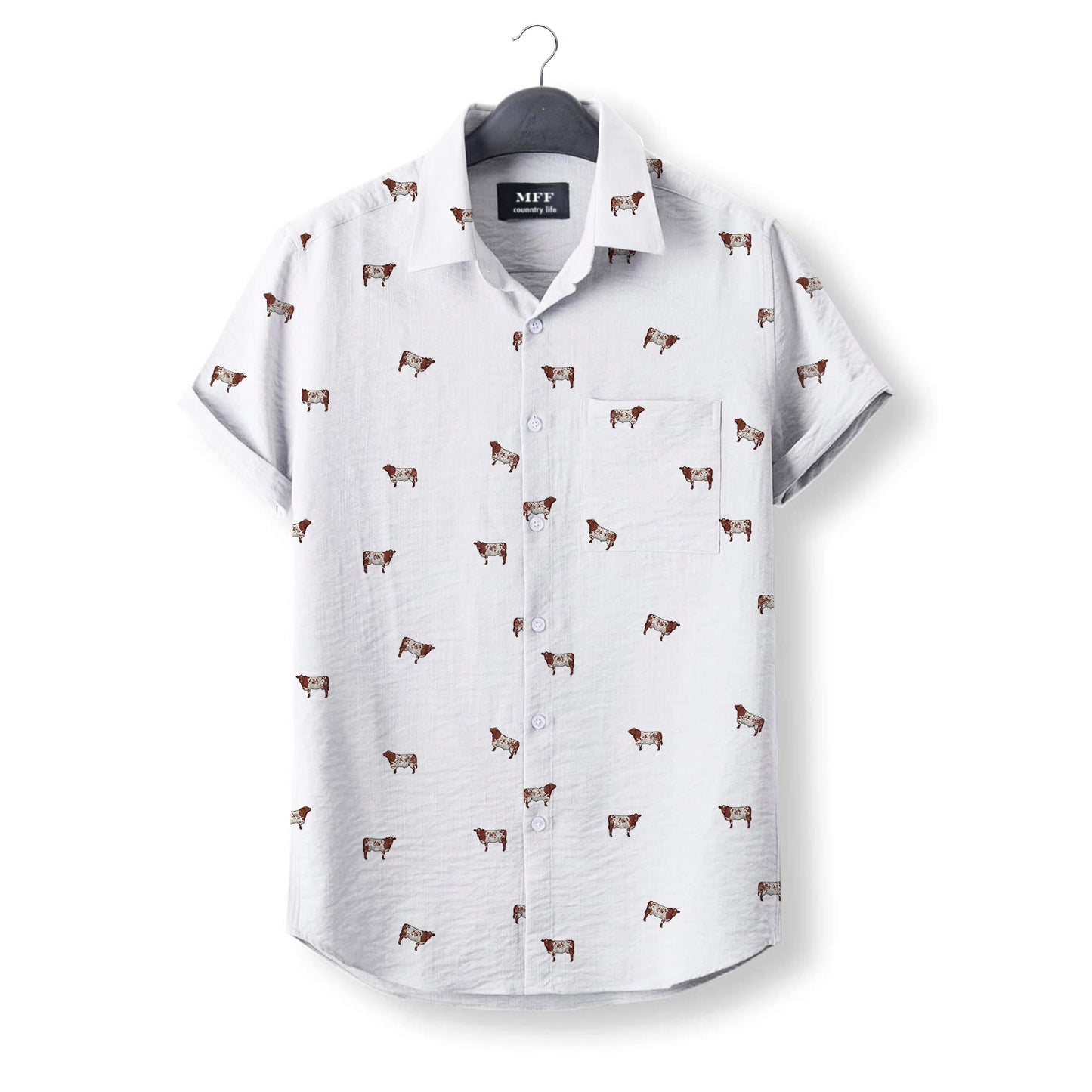 Shorthorn cattle cattle icon pattern - Button Down Shirts for farmers
