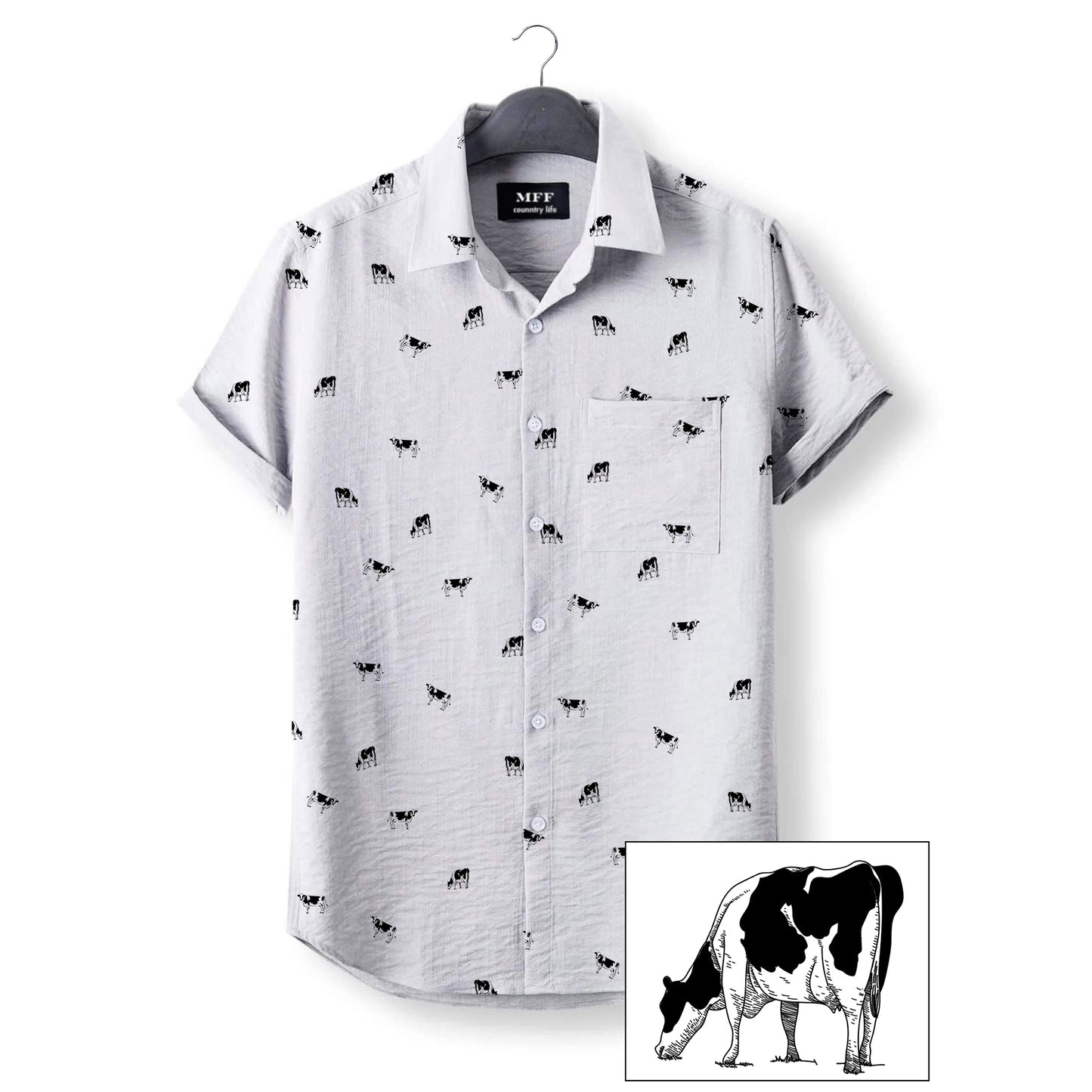 Dairy cow icon pattern - Button Down Shirts for farmers - myfunfarm