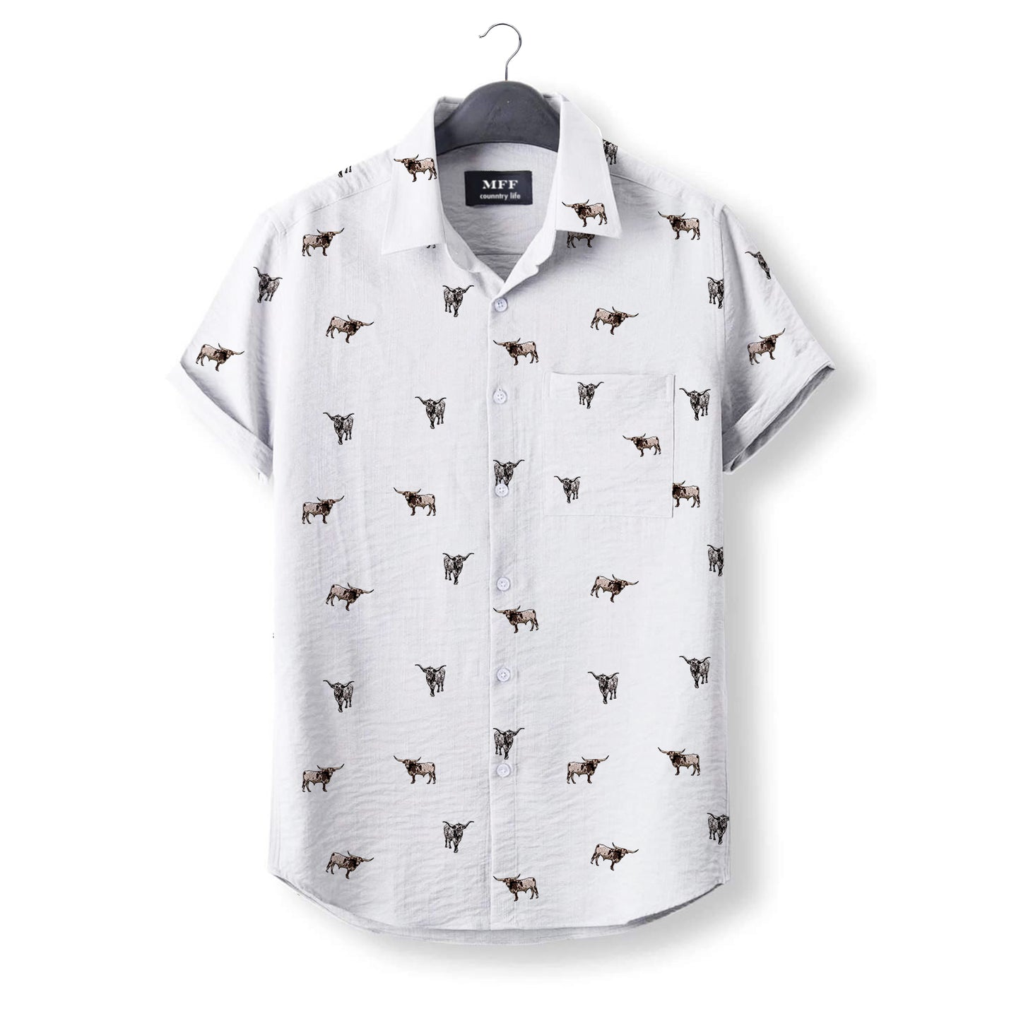 Texas Longhorn icon pattern - Button Down Shirts for farmers - myfunfarm