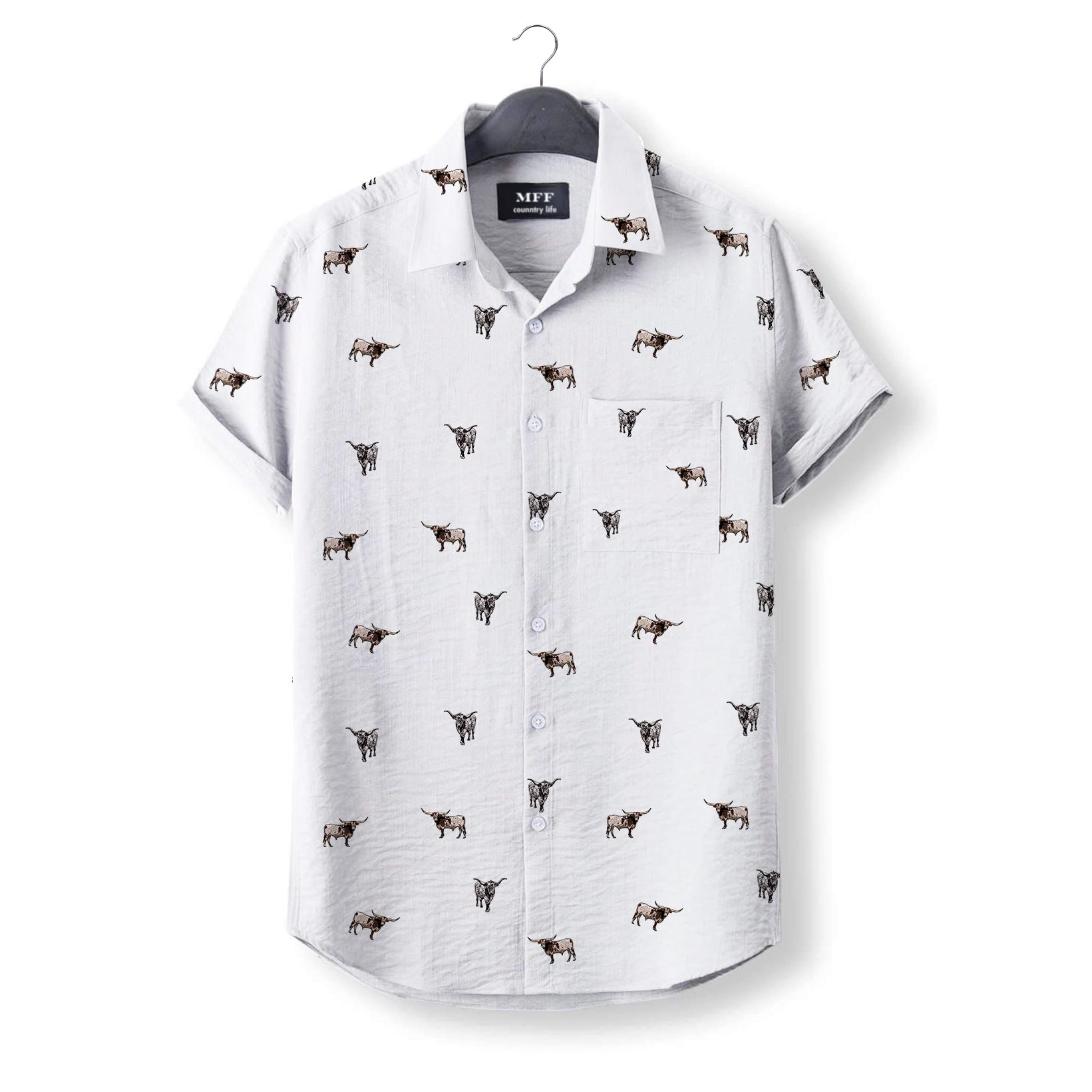 Texas Longhorn icon pattern - Button Down Shirts for farmers - myfunfarm
