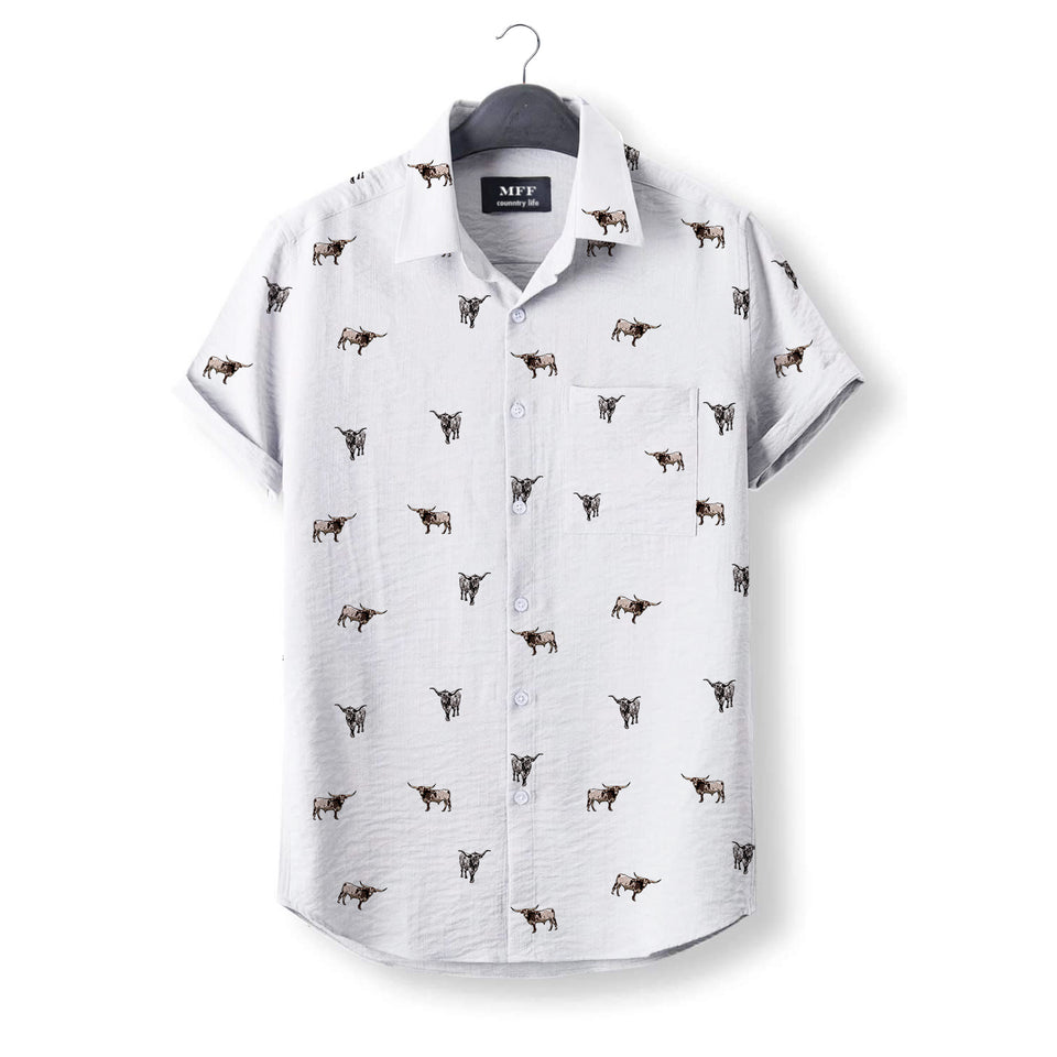 Texas Longhorn icon pattern - Button Down Shirts for farmers