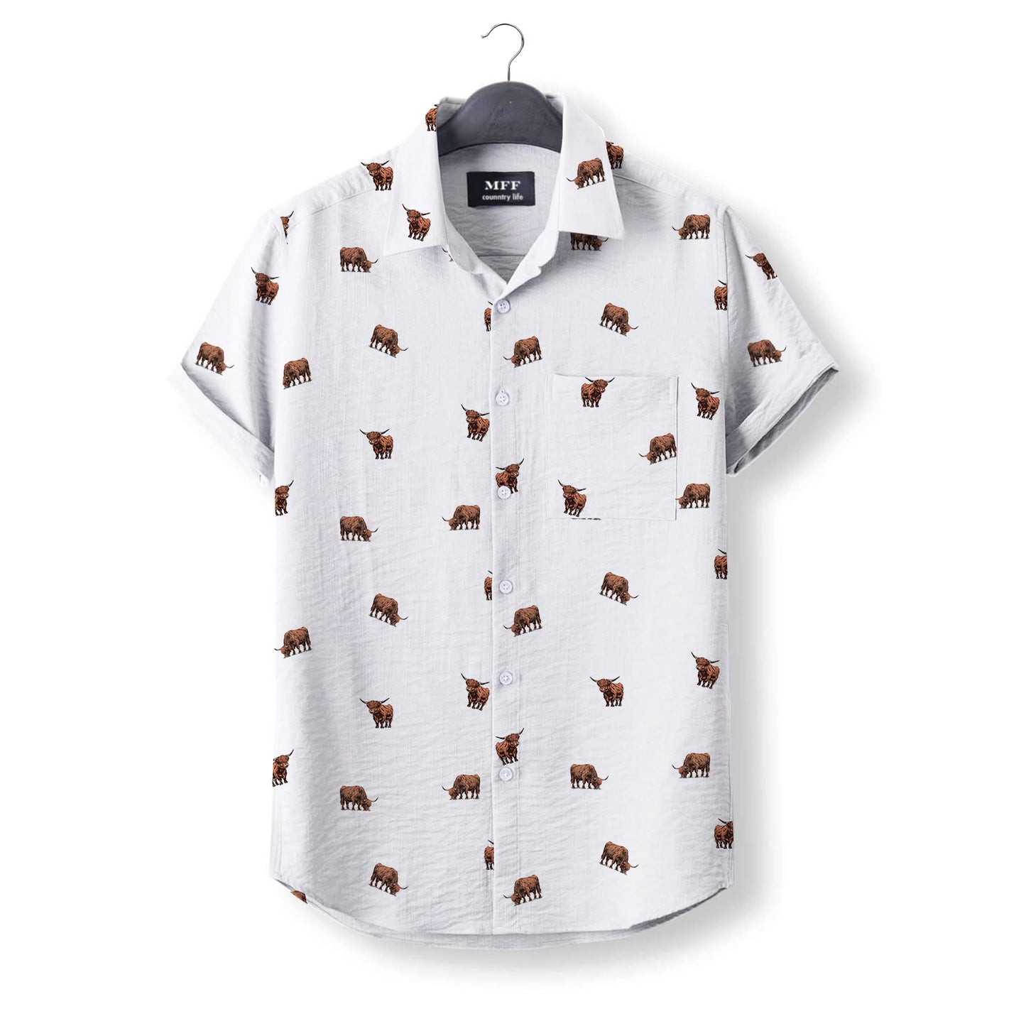 Highland Cattle icon pattern - Button Down Shirts for adult and youth - myfunfarm