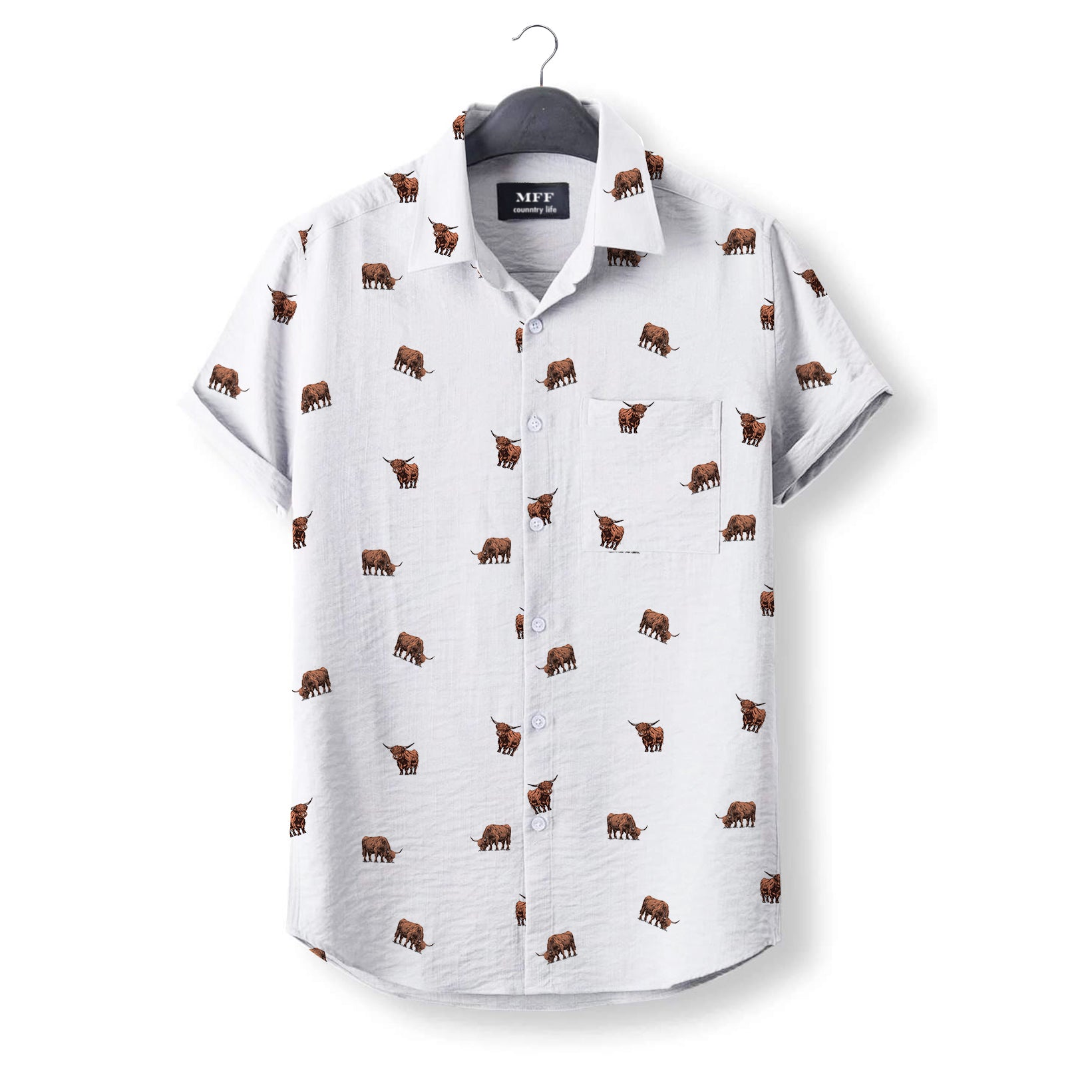 Highland Cattle icon pattern - Button Down Shirts for adult and youth - myfunfarm
