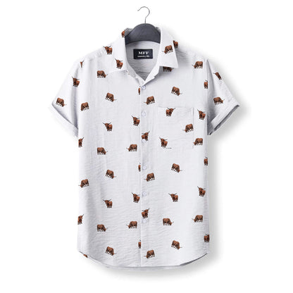 Highland Cattle icon pattern - Button Down Shirts for adult and youth - myfunfarm
