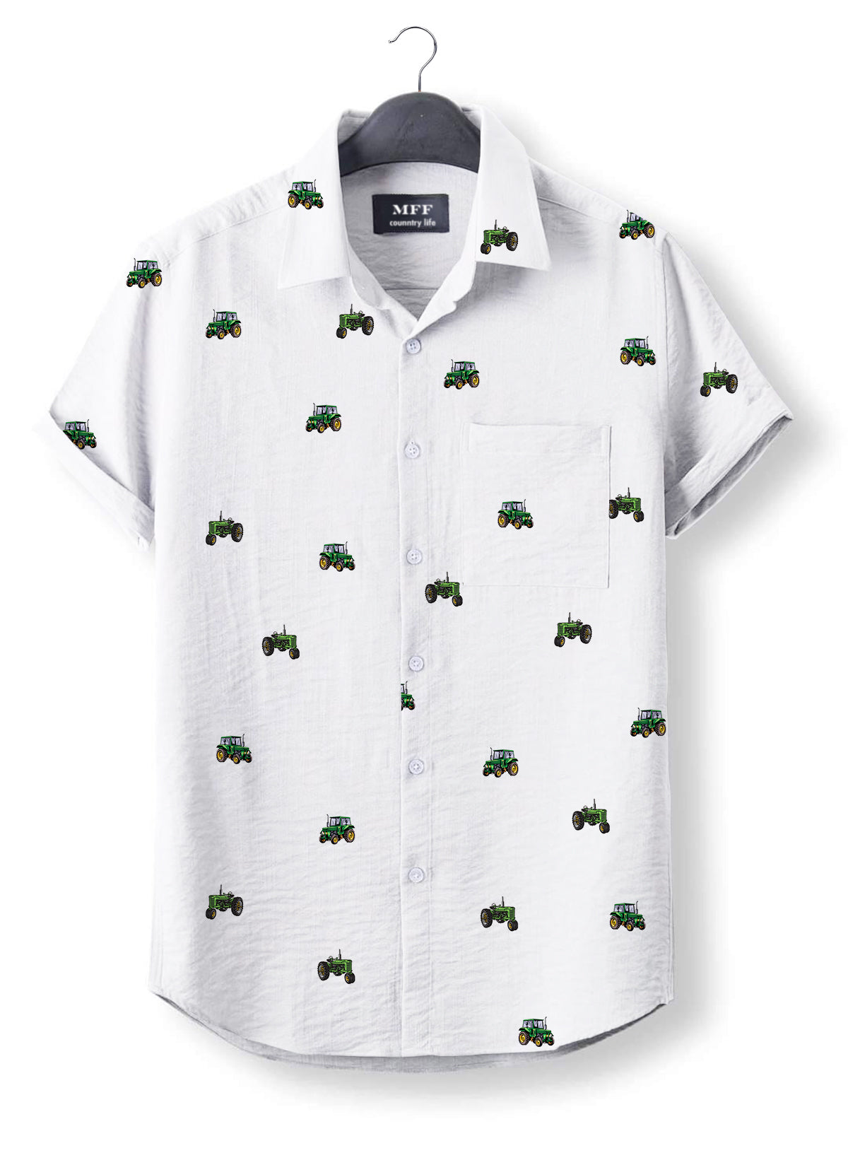Green tractor icon pattern - Button Down Shirts for farmers - myfunfarm