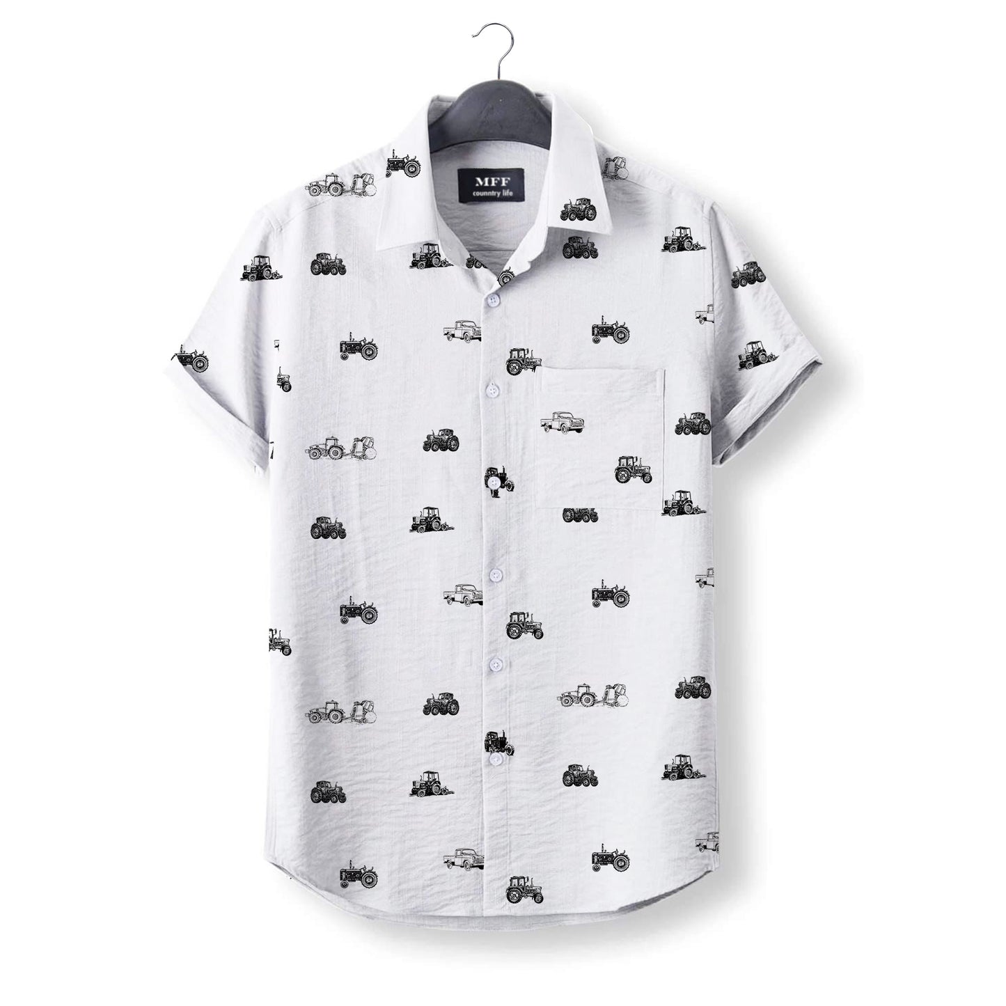 Tractors icon pattern - Button Down Shirts for farmers - myfunfarm