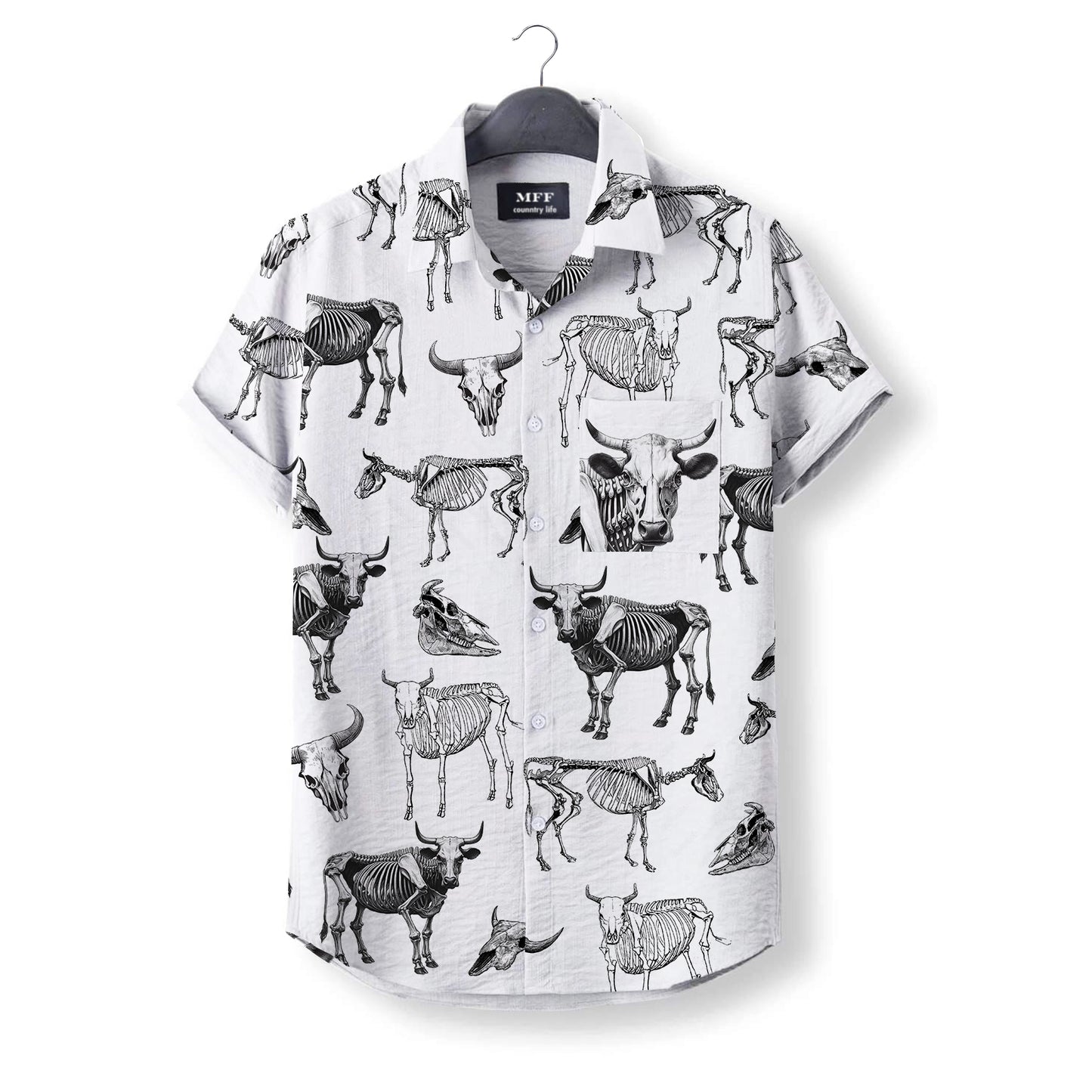 Cow Skeleton - Button Down Shirts for farmers