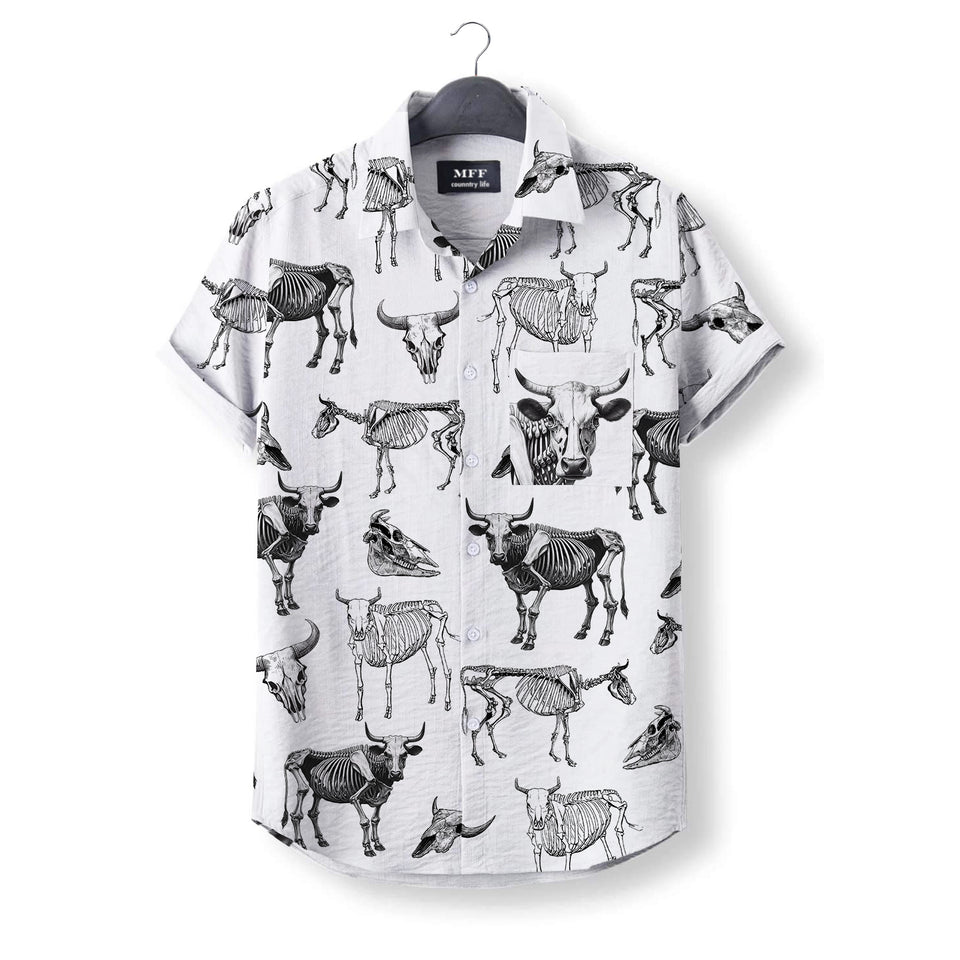 Cow Skeleton - Button Down Shirts for farmers