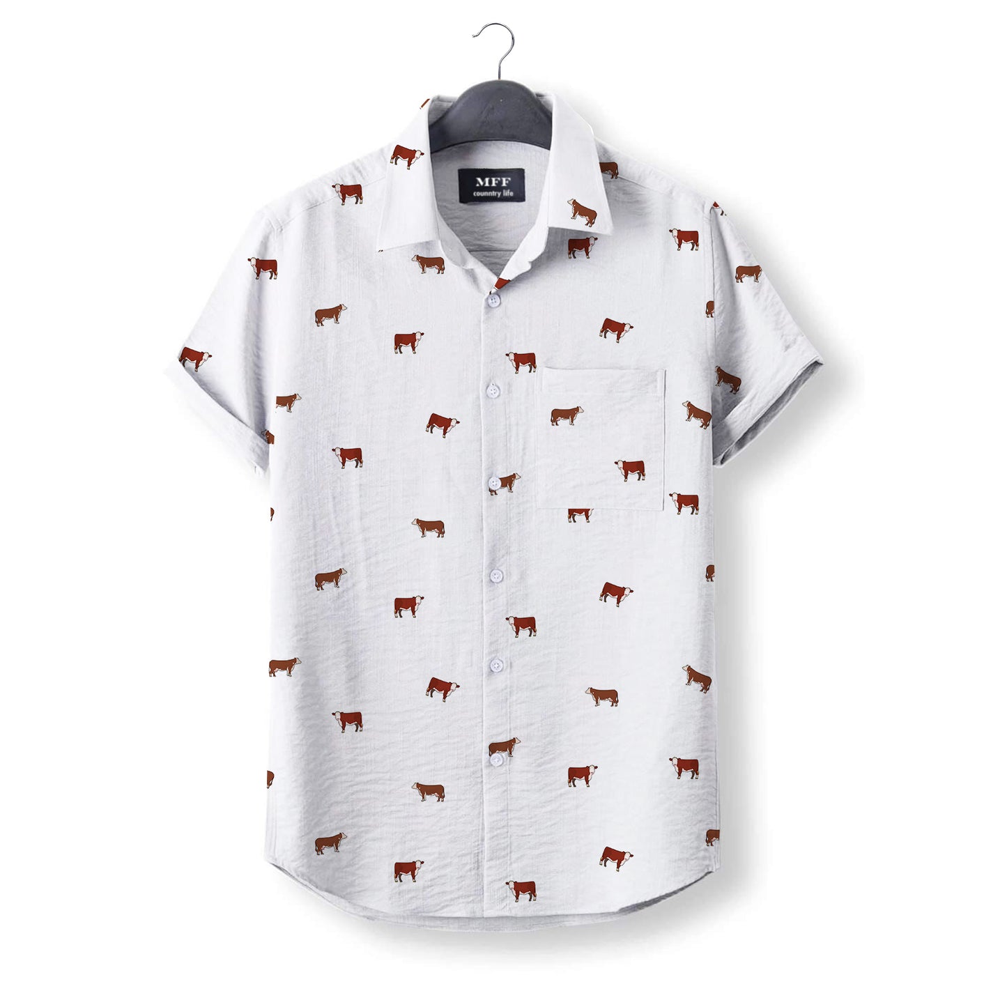 Hereford cattle icon pattern - Button Down Shirts for farmers - myfunfarm