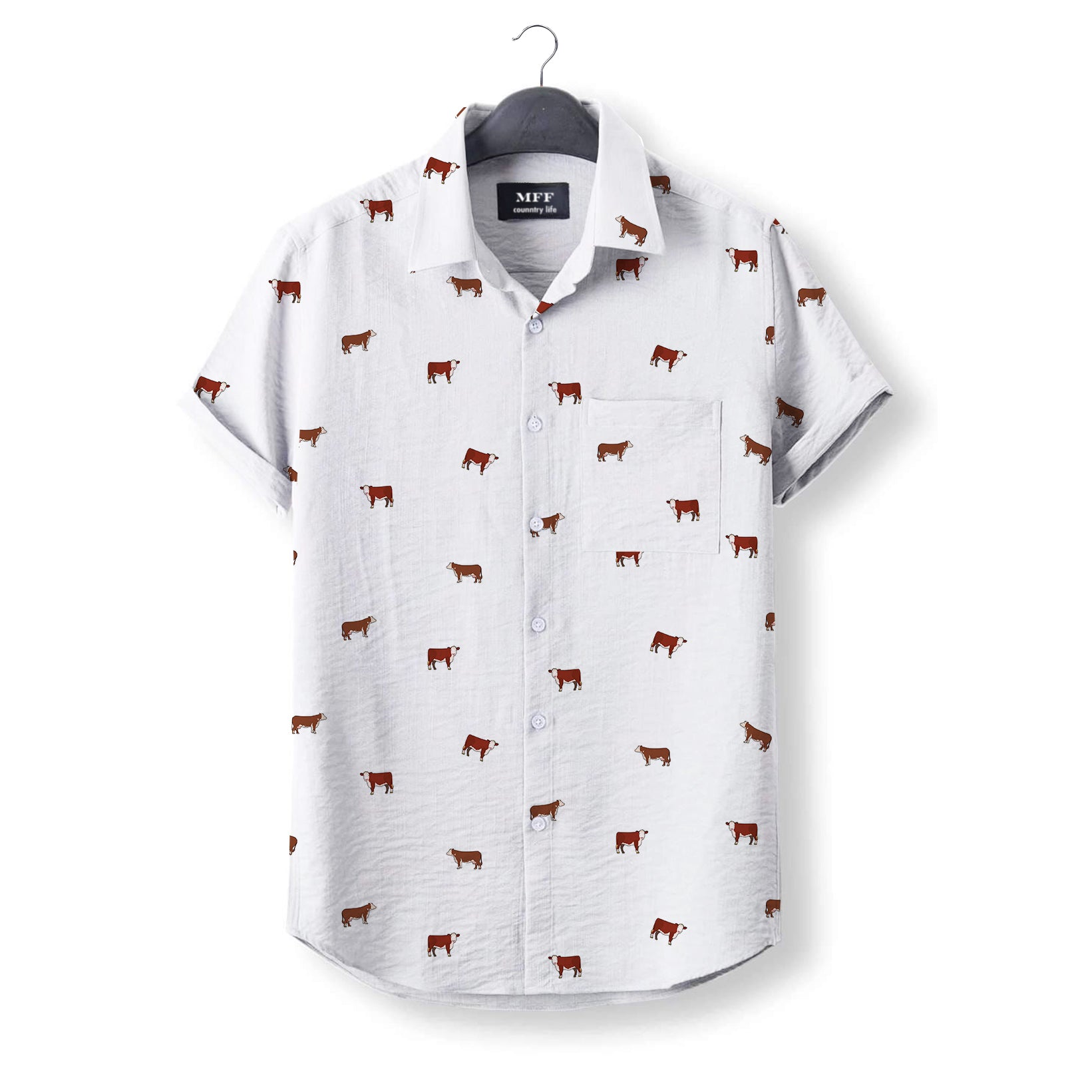 Hereford cattle icon pattern - Button Down Shirts for farmers - myfunfarm