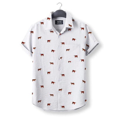 Hereford cattle icon pattern - Button Down Shirts for farmers - myfunfarm