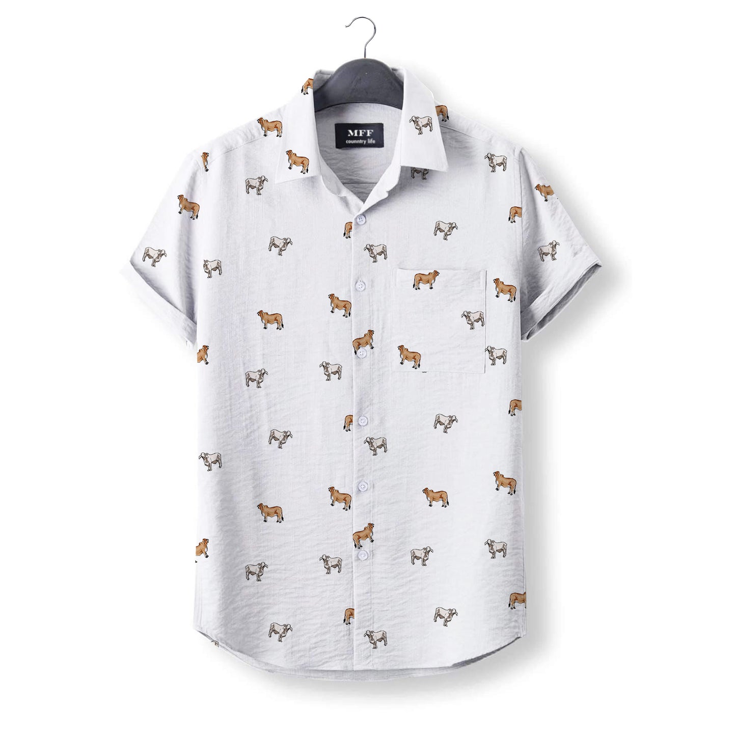 Brahman cattle icon pattern - Button Down Shirts for farmers - myfunfarm