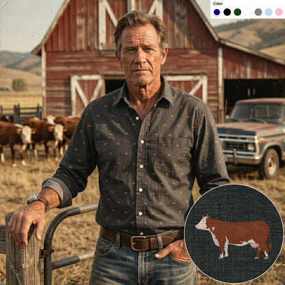 Hereford cattle icon pattern - Men's Casual Long Sleeve Shirt