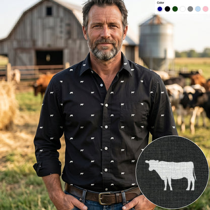Cattle icon pattern - Men's Casual Long Sleeve Shirt