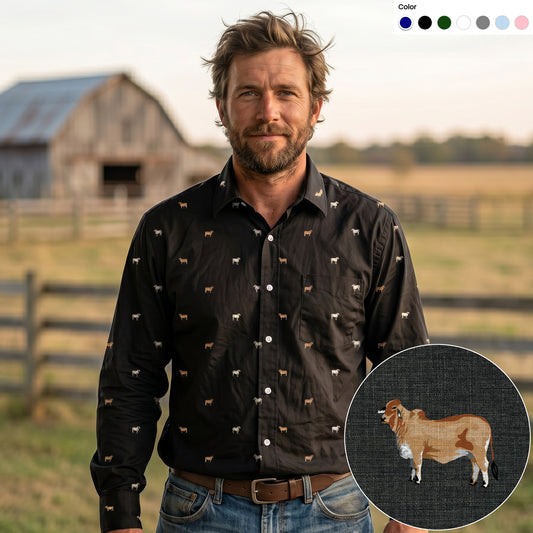 Brahman cattle icon pattern - Men's Casual Long Sleeve Shirt