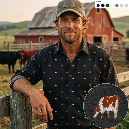 Ayrshires cattle icon pattern - Men's Casual Long Sleeve Shirt