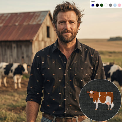 Guernsey cattle icon pattern - Men's Casual Long Sleeve Shirt