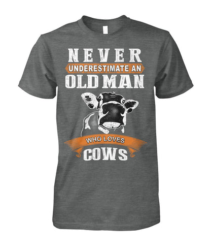 never underestimate an old man who  - Men's and Women's t-shirt , Vneck, Hoodies - myfunfarm - clothing acceessories shoes for cow lovers, pig, horse, cat, sheep, dog, chicken, goat farmer