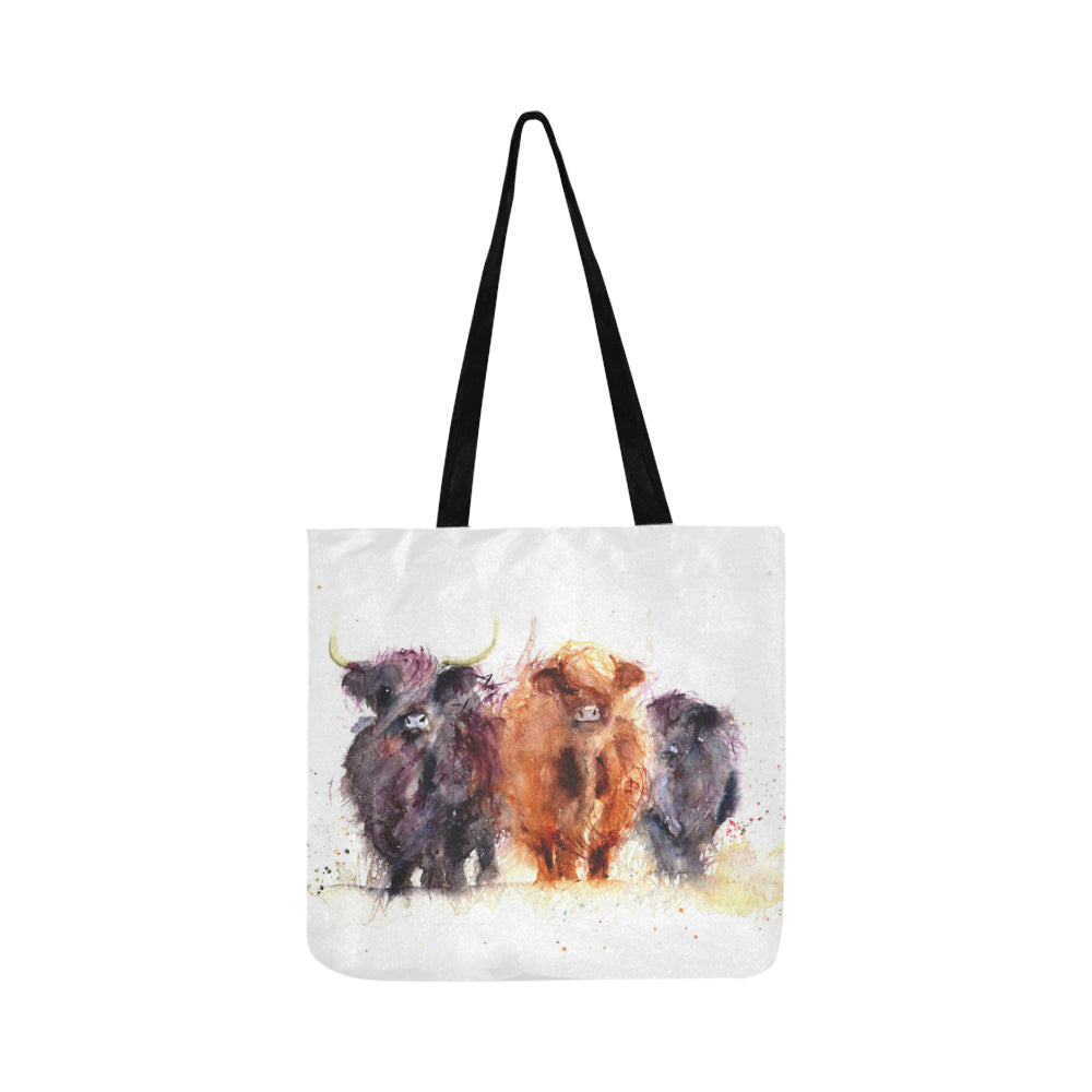 Cute highland cattle print Tote bag sk00021 Reusable Shopping Bag Model 1660 (Two sides) - myfunfarm - clothing acceessories shoes for cow lovers, pig, horse, cat, sheep, dog, chicken, goat farmer