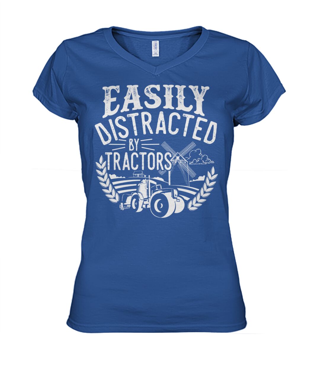 Easily distracted by tractors - Men's and Women's t-shirt , Vneck, Hoodies - myfunfarm - clothing acceessories shoes for cow lovers, pig, horse, cat, sheep, dog, chicken, goat farmer