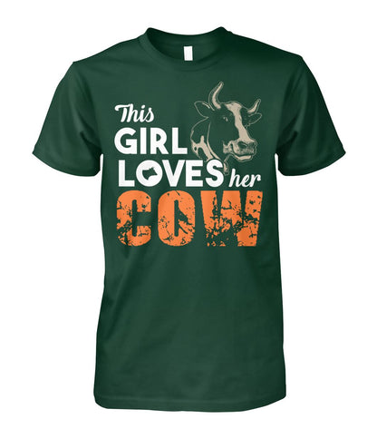 This girl who loves cows - Men's and Women's t-shirt , Vneck, Hoodies - myfunfarm - clothing acceessories shoes for cow lovers, pig, horse, cat, sheep, dog, chicken, goat farmer