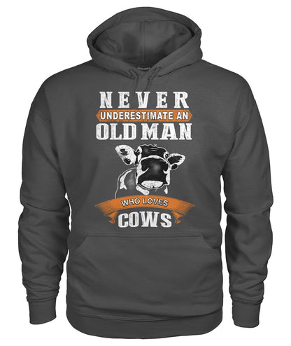 never underestimate an old man who  - Men's and Women's t-shirt , Vneck, Hoodies - myfunfarm - clothing acceessories shoes for cow lovers, pig, horse, cat, sheep, dog, chicken, goat farmer