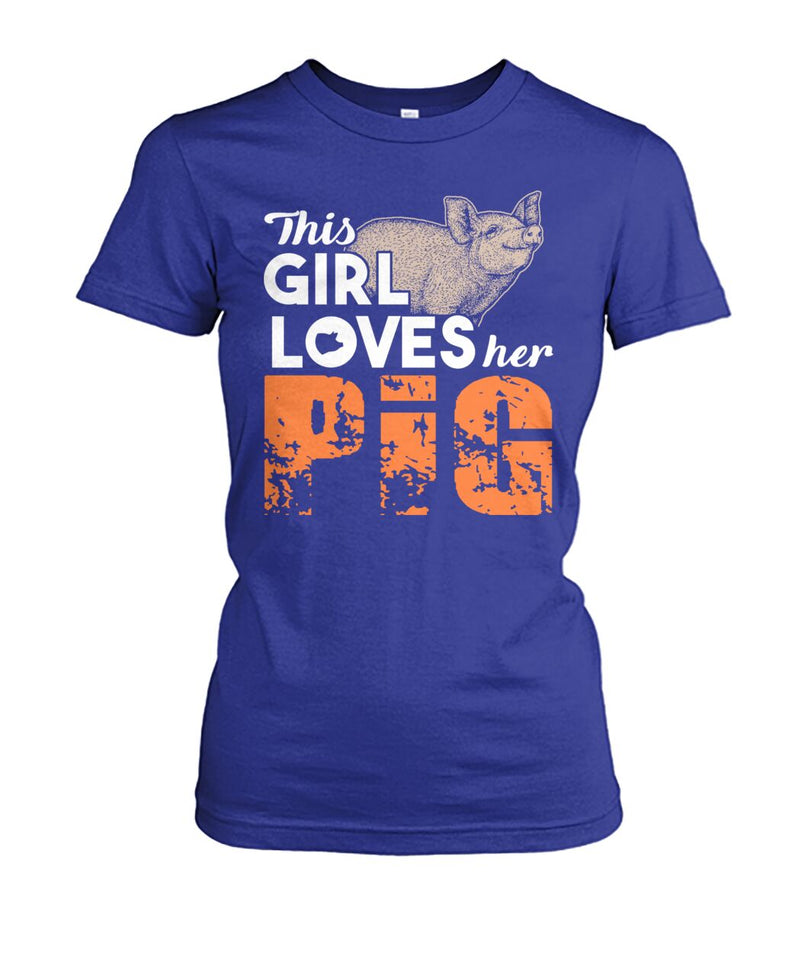 This girl loves her pigs - Men's and Women's t-shirt , Vneck, Hoodies - myfunfarm - clothing acceessories shoes for cow lovers, pig, horse, cat, sheep, dog, chicken, goat farmer