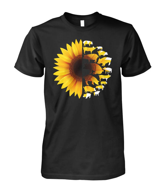 Sunflowers Pig - Men's and Women's t-shirt , Vneck, Hoodies - myfunfarm - clothing acceessories shoes for cow lovers, pig, horse, cat, sheep, dog, chicken, goat farmer