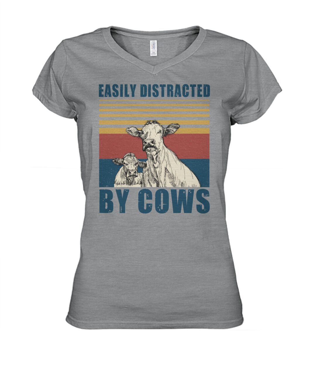 Easily distracted by cows  - Men's and Women's t-shirt , Vneck, Hoodies - myfunfarm - clothing acceessories shoes for cow lovers, pig, horse, cat, sheep, dog, chicken, goat farmer