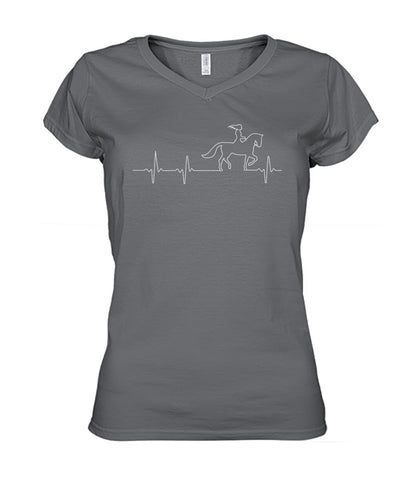 Heart beat of girl loves horse - Men's and Women's t-shirt , Vneck, Hoodies - myfunfarm - clothing acceessories shoes for cow lovers, pig, horse, cat, sheep, dog, chicken, goat farmer