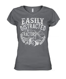 Easily distracted by tractors - Men's and Women's t-shirt , Vneck, Hoodies - myfunfarm - clothing acceessories shoes for cow lovers, pig, horse, cat, sheep, dog, chicken, goat farmer