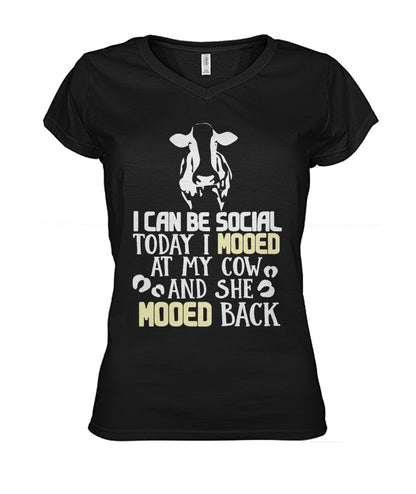 i can be social today i mooed  - Men's and Women's t-shirt , Vneck, Hoodies - myfunfarm - clothing acceessories shoes for cow lovers, pig, horse, cat, sheep, dog, chicken, goat farmer