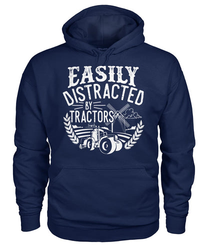 Easily distracted by tractors - Men's and Women's t-shirt , Vneck, Hoodies - myfunfarm - clothing acceessories shoes for cow lovers, pig, horse, cat, sheep, dog, chicken, goat farmer