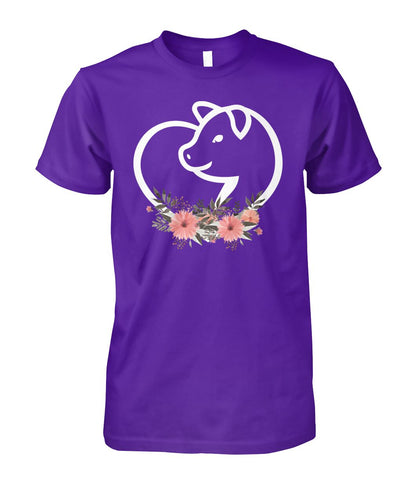 Heart flowers Pig - Men's and Women's t-shirt , Vneck, Hoodies - myfunfarm - clothing acceessories shoes for cow lovers, pig, horse, cat, sheep, dog, chicken, goat farmer