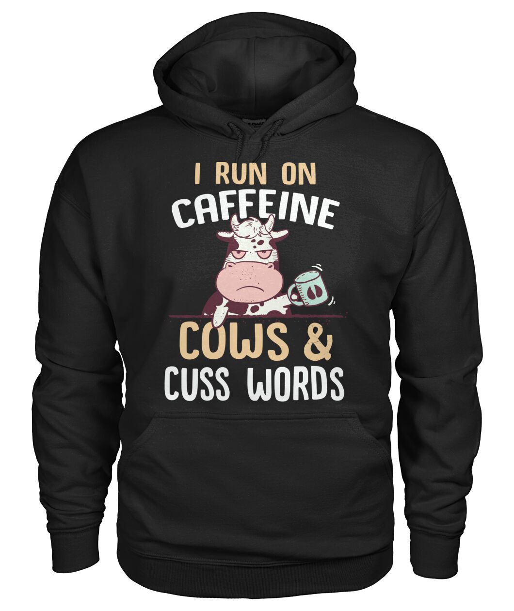 i run on caffeine cows cus words  - Men's and Women's t-shirt , Vneck, Hoodies - myfunfarm - clothing acceessories shoes for cow lovers, pig, horse, cat, sheep, dog, chicken, goat farmer