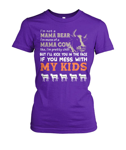Custom names - Personalized Mama Cow t-shirt -  Mother's day gift