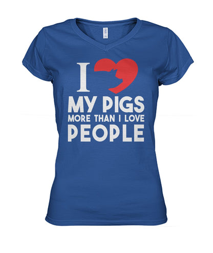 i love pig more than i love people - Men's and Women's t-shirt , Vneck, Hoodies - myfunfarm - clothing acceessories shoes for cow lovers, pig, horse, cat, sheep, dog, chicken, goat farmer