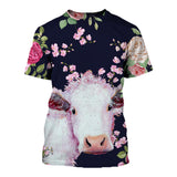 Cow Rose Flowers pattern cute - T-shirt - myfunfarm - clothing acceessories shoes for cow lovers, pig, horse, cat, sheep, dog, chicken, goat farmer