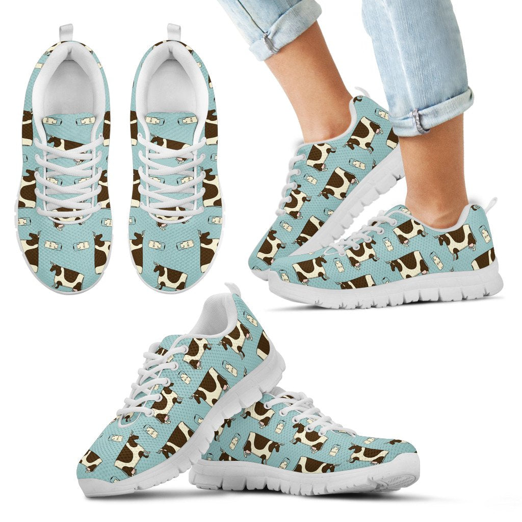 Cow milk Cute pattern   - Sneakers WOMEN'S, MEN'S and KID's - myfunfarm - clothing acceessories shoes for cow lovers, pig, horse, cat, sheep, dog, chicken, goat farmer