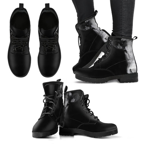 Black and White cow Martin Boots for Women and Men