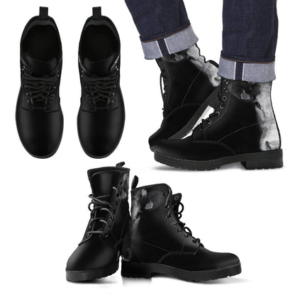 Black and White cow Martin Boots for Women and Men