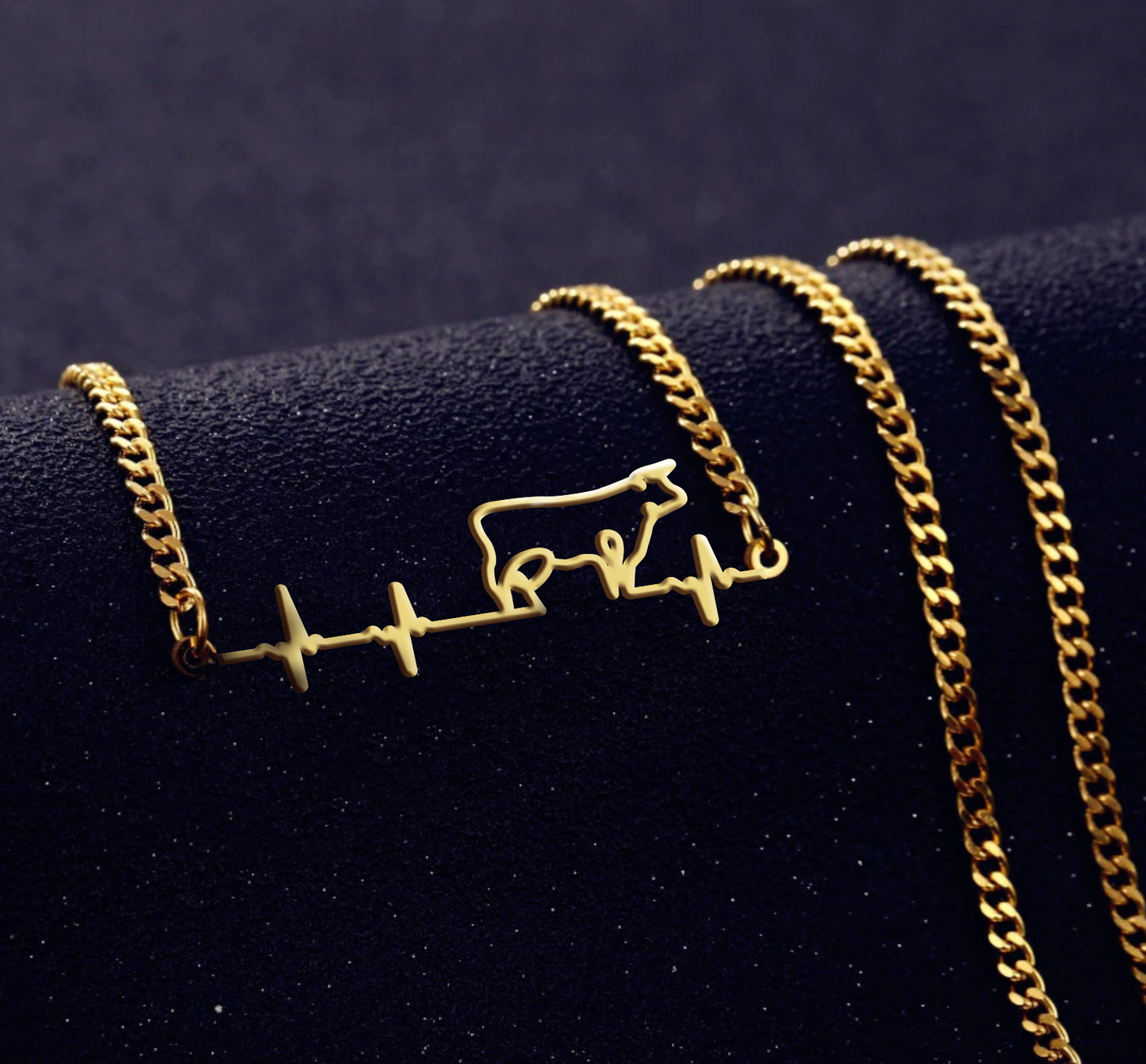 Heart Beat of Cow Lovers - Necklaces Jewelry - silver, gold, rose gold
