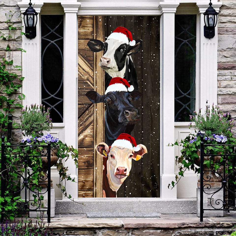 Cattle Door Cover - Merry Christmas Cow Lovers