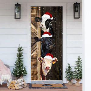 Cattle Door Cover - Merry Christmas Cow Lovers