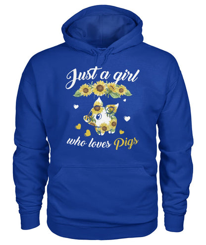 just a girl who loves pigs - Men's and Women's t-shirt , Vneck, Hoodies - myfunfarm - clothing acceessories shoes for cow lovers, pig, horse, cat, sheep, dog, chicken, goat farmer