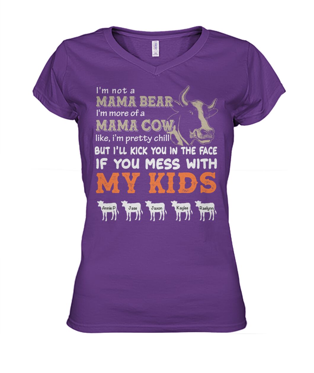 Custom names - Personalized Mama Cow t-shirt -  Mother's day gift