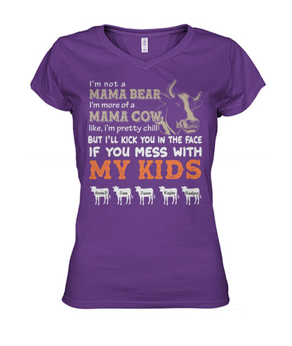 Custom names - Personalized Mama Cow t-shirt -  Mother's day gift