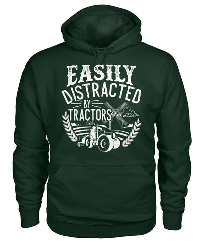 Easily distracted by tractors - Men's and Women's t-shirt , Vneck, Hoodies - myfunfarm - clothing acceessories shoes for cow lovers, pig, horse, cat, sheep, dog, chicken, goat farmer